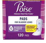 120 Count Poise Incontinence & Postpartum Pads, Long Length. Discreet Shipping. Fixed Price $89.67.