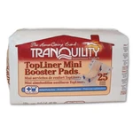 Tranquility Topliner Mini Booster Pad Small Diaper Inserts PK/25. Fixed Price $15.00.