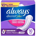 Always Discreet Plus Incontinence Pads For Women, Extra Heavy Long, 90 Ct.. Fixed Price $46.99.
