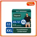 44 Depend Fresh Protection Incontinence Underwear For Men, Adult Diapers, Xxl. Fixed Price $44.99.