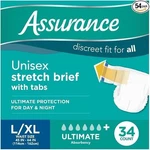 Assurance Stretch Briefs W Tabs Ultimate Absorbency L/xl 34 Pack Day/night. Fixed Price $19.99.