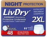 Adult Diapers Overnight Incontinence Underwear Xx Large 48 Pack White Livdry. Fixed Price $129.99.