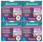 Assurance Women Overnight Incontinence Underwear, Size L (4X16 Ct ), 64-PACK. Fixed Price $58.99.