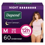 Depend Defense Women's Underwear, Overnight Absorbency, Medium, 60 Count. Fixed Price $63.88.