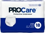 Procare 18 Protective Underwear/diapers Size Lrg Waist 44"-58" Pull Up Style. Fixed Price $23.00.