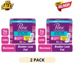 2 Pack Poise Ultra Thin Women Incontinence Pads Maximum Long 36CT. Fixed Price $34.99.