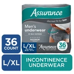 Assurance Men's Incontinence Underwear, L/xl, Maximum Absorbency. Fixed Price $19.00.