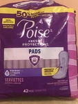 Poise Incontinence Pads For Women, Maximum Absorbency, Long Length, 60 Count. Fixed Price $30.00.