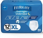 Fitright Overnight Unisex Disposable Incontinence Underwear Sz Xl, 12 Ct. Fixed Price $17.99.