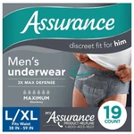 Assurance Men's Incontinence Underwear, L/xl, Maximum Absorbency (19 Count). Fixed Price $32.22.