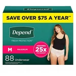 Women's Depend Brand Medium Pull-ups Underwear Fresh Protection 88 Count Pink. Fixed Price $39.97.