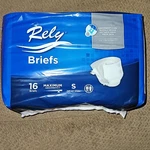 Rely Maximum Absorbency Briefs Small White Cloth-like 16 Count RLYASB100. Fixed Price $10.99.