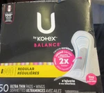 By Kotex Balance Ultra Thin Pads With Wings, Regular 50 Count Damaged Box. Fixed Price $9.78.