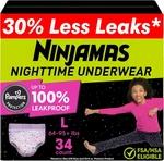 Ninjamas Girls Bedwetting Nighttime Underwear, Size (64-95+ Large,. Fixed Price $40.12.