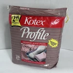 Vintage 1986 Kotex Profile Shaped Maxi Pads Pack 24 New. Fixed Price $60.00.
