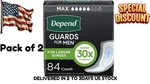 Depend Guards For Men Maximum Absorbency Incontinence Pads, 168 Count. Fixed Price $45.90.