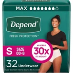Depend Adult Incontinence Underwear For Women, Max Absorbency, Small, 32 Count. Fixed Price $33.88.