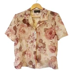 Connected Apparel Vintage Pink And Cream Sheer Floral Top With Shoulder Pads. Fixed Price $24.99.