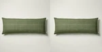 2-PACK Hearth & Hand 14"X36" Windowpane Oblong Bed Pillow Green Plaid. Fixed Price $54.99.