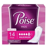 Poise 19568 Maximum Absorbency Pads, Formerly Ultra, Pack Of 14. Fixed Price $42.99.