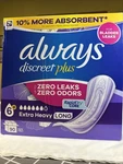New Always Women's Discreet Plus Incontinence Pads Extra Heavy Long 90 Ct. Fixed Price $47.95.