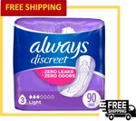 Always Discreet Adult Incontinence & Postpartum Pads Light Absorbency (3), 90 Ct. Fixed Price $31.95.