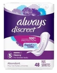Always Discreet Size 5 Heavy Bladder Leaks, 48 Pads Rapid Dry Core 100% Protect. Fixed Price $23.99.