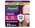 Depend Night Defense Women Large 22 Count Incontinence Underwear Panty. Fixed Price $18.00.
