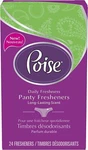 New Poise Panty Fresheners, 24 Count. Fixed Price $9.49.