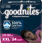 Goodnites Girls' Nighttime Underwear, Size Xxl Xx-large, Multi-colored. Fixed Price $49.99.