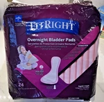 Fit Right Overnight Bladder Pads Regular Length Extended Wear 24 Count. Fixed Price $6.99.