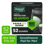 Depend Guards Incontinence Pads For Men, Maximum Absorbency, 52 Count Free Ship. Fixed Price $23.98.
