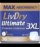 Livdry 3XL Adult Unisex Diapers, Disposable Pull-on Briefs Max Absorbency Count. Fixed Price $64.00.