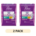 2PK Poise Incontinence Pads For Women 24CT, 3 Drop Light Absorbency, Long Length. Fixed Price $13.99.