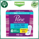 Poise Ultra Thin Incontinence Pads 3 Drop Light Absorbency Regular Length, 48 Ct. Fixed Price $14.98.
