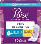 Poise Incontinence Pads For Women, 4 Drop Absorbency, Regular Length, 132 Count. Fixed Price $29.99.