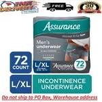 Assurance Men's Incontinence Underwear, Large, Maximum Absorbency, 72 Count. Fixed Price $32.70.