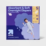 Disposable Overnight Diapers - Size 50CT Up&up. Fixed Price $10.19.