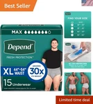 Disposable Incontinence Underwear For Men - Super Absorbent, Grey Xl, 15 Count. Fixed Price $34.19.