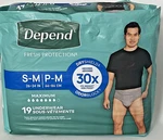 Depend Fresh Men's Incontinence Underwear Size S/m 19 Ct. Maximum Absorbency Dry. Fixed Price $17.97.