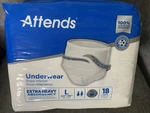 Attends Adult Absorbent Underwear Large 44''- 58'' Pull On 18/PACK New, Sealed. Fixed Price $12.95.
