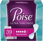 Poise Ultra Thin Incontinence Pads, Maximum Absorbency, Long, UNSCENTED,39 Count. Fixed Price $70.67.