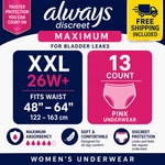Always Discreet Incontinence Underwear Women Max Protection Xxl 52CT Pink. Fixed Price $52.95.