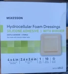 Mckesson Hydrocellular Foam Dressing Silicone Adhesive With Border 4X4 Mfr# 4843. Fixed Price $30.99.