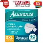 Assurance Unisex Maximum Incontinence Briefs With Tabs, Bariatric 40 Count. Fixed Price $35.99.