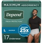 Depend Fit-flex Incontinence Underwear For Men, Maximum Absorbency, L, Grey 17CT. Fixed Price $22.95.