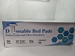 Mildplus Disposable Bed Pads 30"X36" Extra Large And Ultra Absorbency 50 Count.. Fixed Price $52.50.