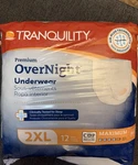 Tranquility Overnight Disposable Underwear 2XL Maximum Absorbency White 12 Count. Fixed Price $12.00.