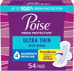 54 Count Poise Ultra Thin Incontinence & Postpartum Pads With Wings For Bladder. Fixed Price $20.80.