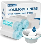 Homland Commode Liners With Absorbent Pads, 100 Disposable Bags 1.... Fixed Price $39.92.